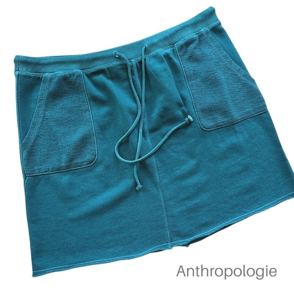 ANTHROPOLOGIE NWOT SATURDAY SUNDAY COTTON TERRY DRAWSTRING SKIRT POCKETS | LARGE
